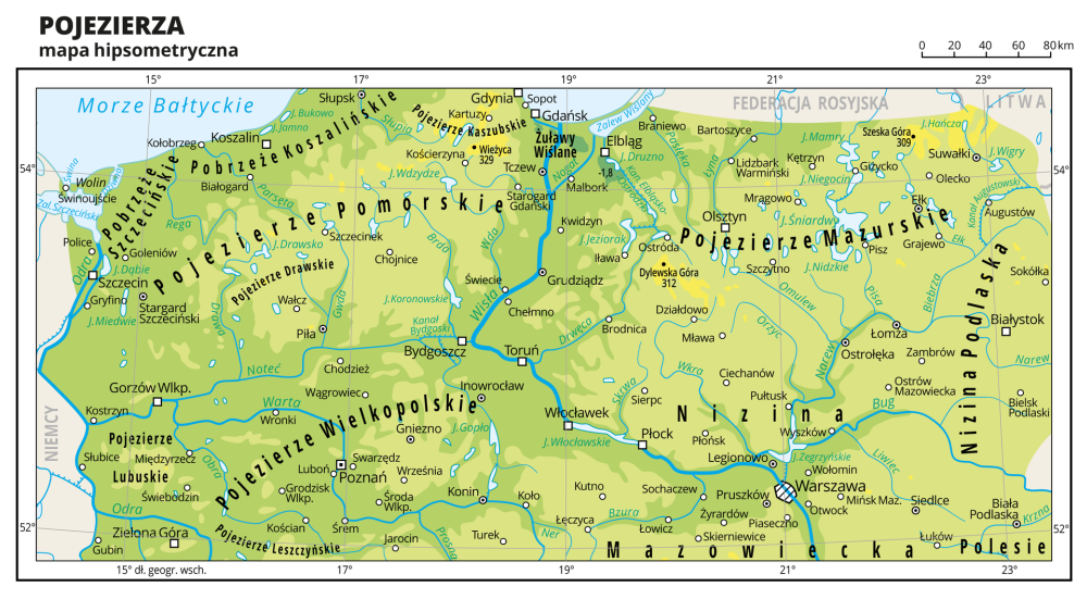 pojezierza - mapa