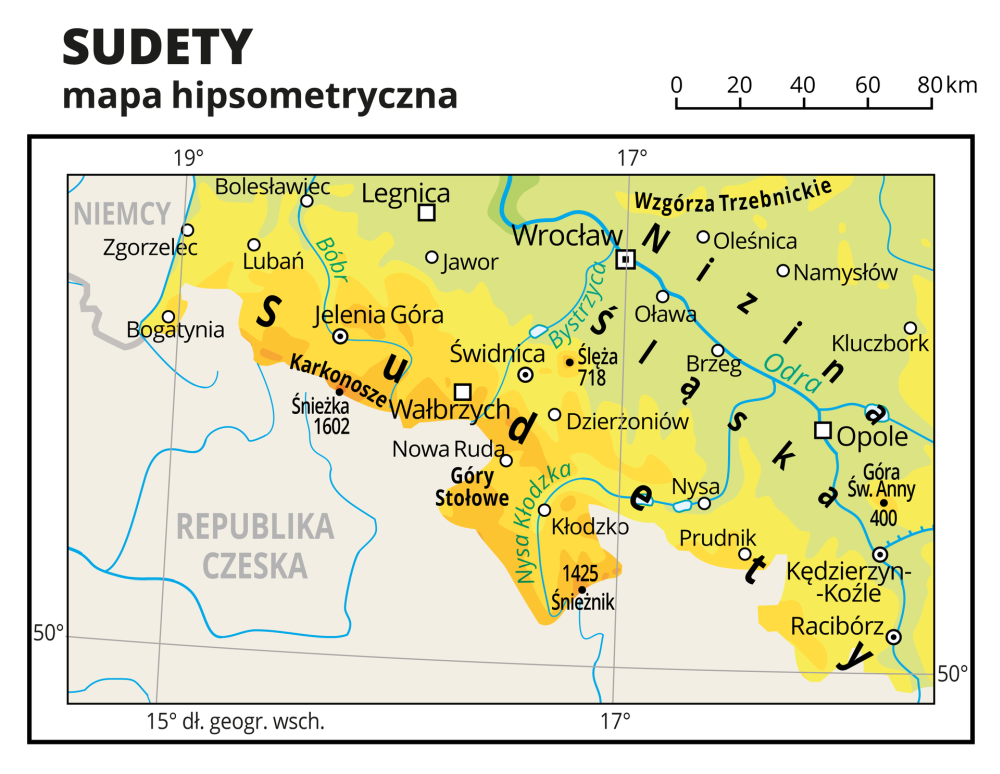 Sudety - mapa