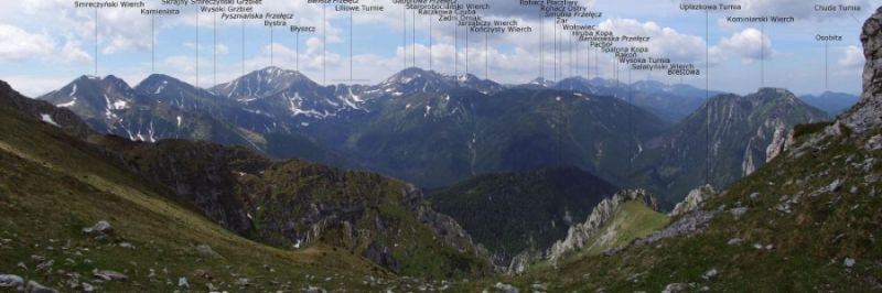 Panorama Tatr Zachodnich spod Chudej Przełączki